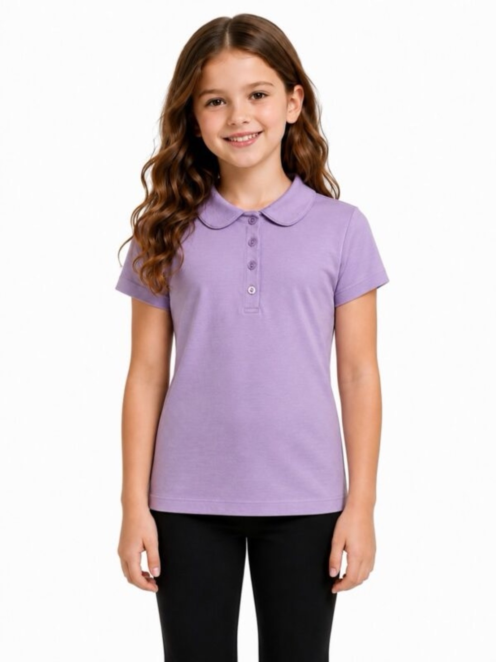 Girls' Lavender Peter Pan Collar Polo